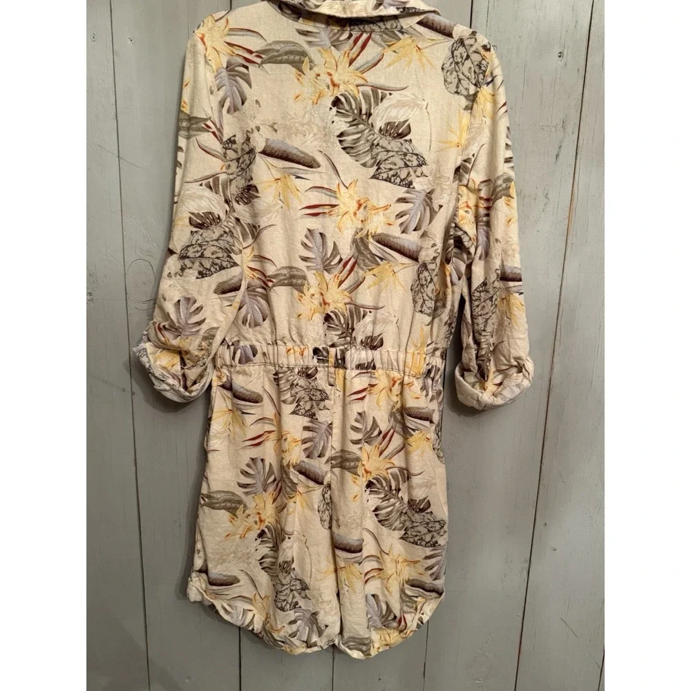 Guess‎ Floral Linen Blend Vintage Romper Size Med Beach Vibe Stunning